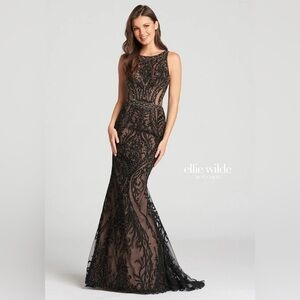 Ellie Wilde Mon Cheri size 10 black prom dress.